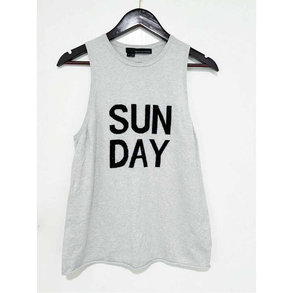 360 Cashmere Gray Sleeveless 'Sunday'  Cashmere Blend Top - Picture 2 of 6
